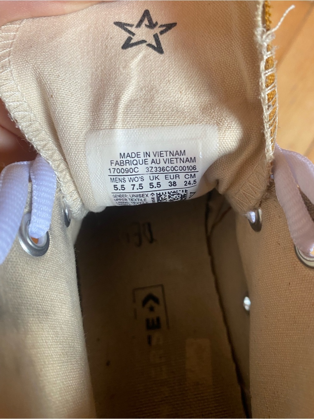 Converse High-Top Sneakers in Mustard Yellow with White Accents - Picture 8 of 10